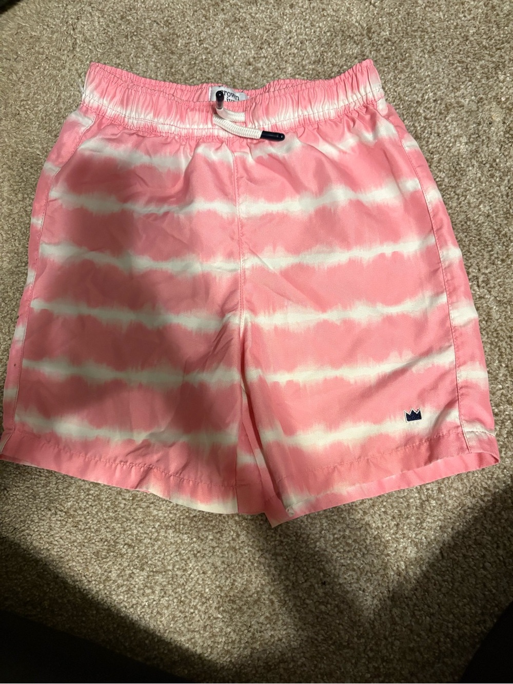 crown & ivy Pink and White Tie-Dye Kids Swim Trunks